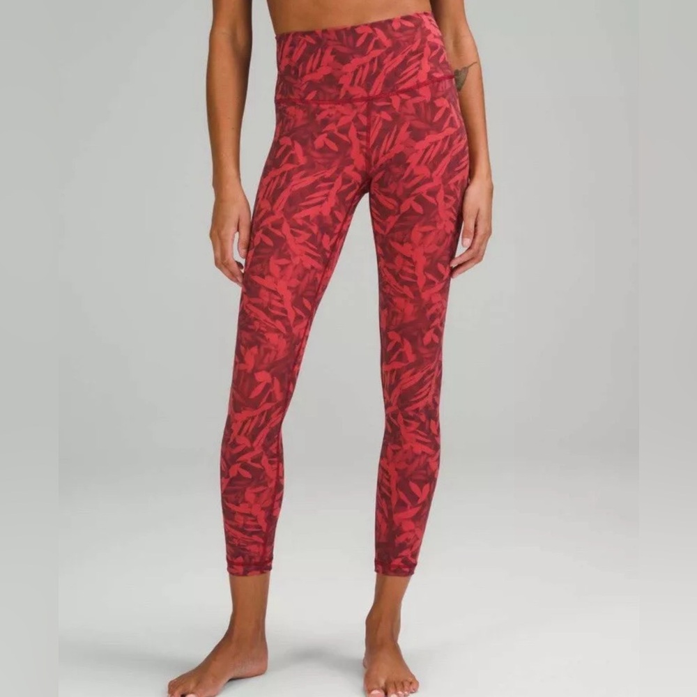 Lululemon Wunder Under High-Rise Tight 25" Spray Leaf Fireside Red Multi Size 20